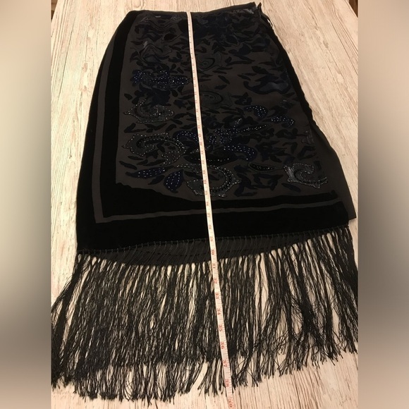 VTG R&K Evening Fringe Skirt with Velvet, Embroidery Beading Detail size 12 - Picture 11 of 14